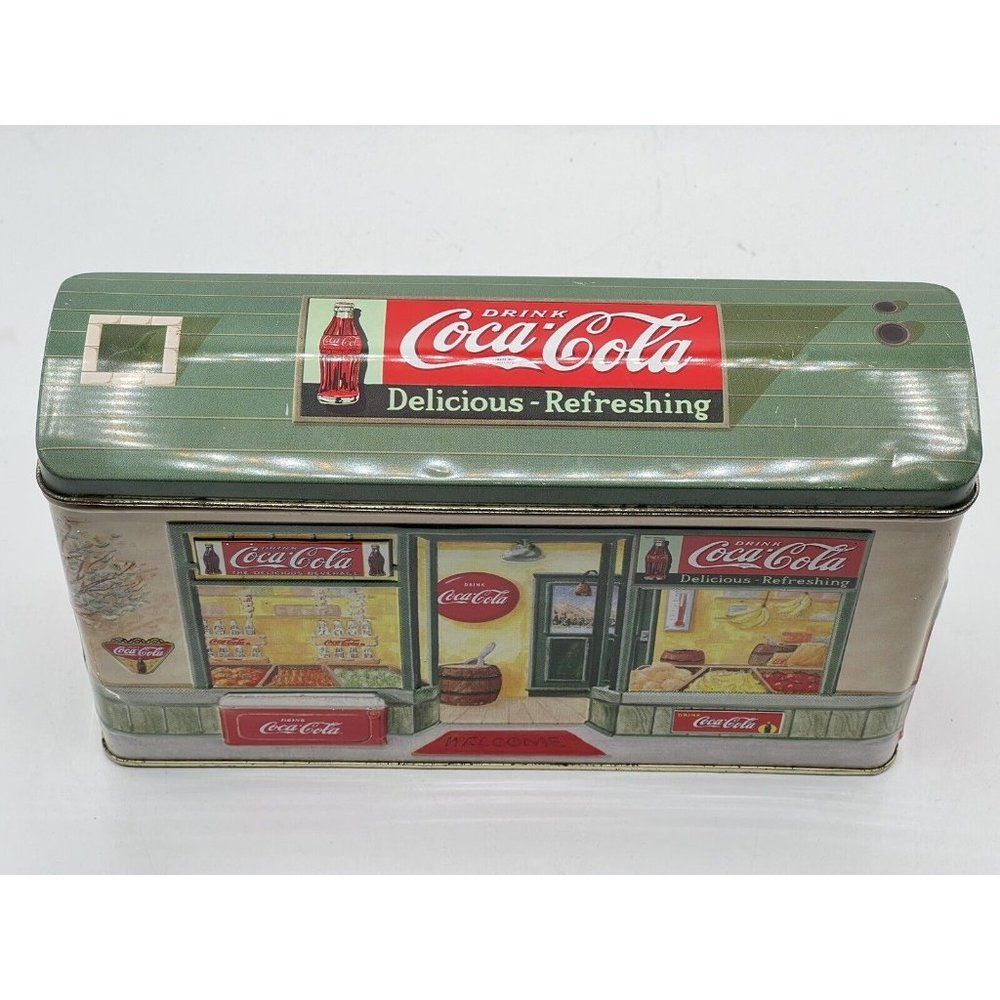 Vintage Coke Coca Cola Store Tin Metal Box With Lid Delicious Refreshing - Picture 6 of 8